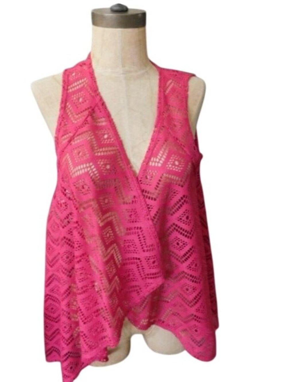 Slinky Brand Size XS Woven Cut Out Dotted Draping Style Vest Top EUC